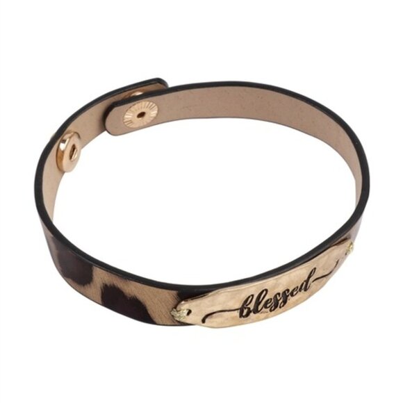 BLESSED LEATHER STRAP BRACELET LEOPARD BROWN - Picture 2 of 2